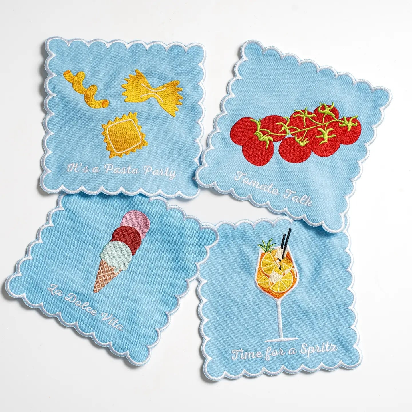 Embroidered Italian Cocktail Napkins (set of 4)