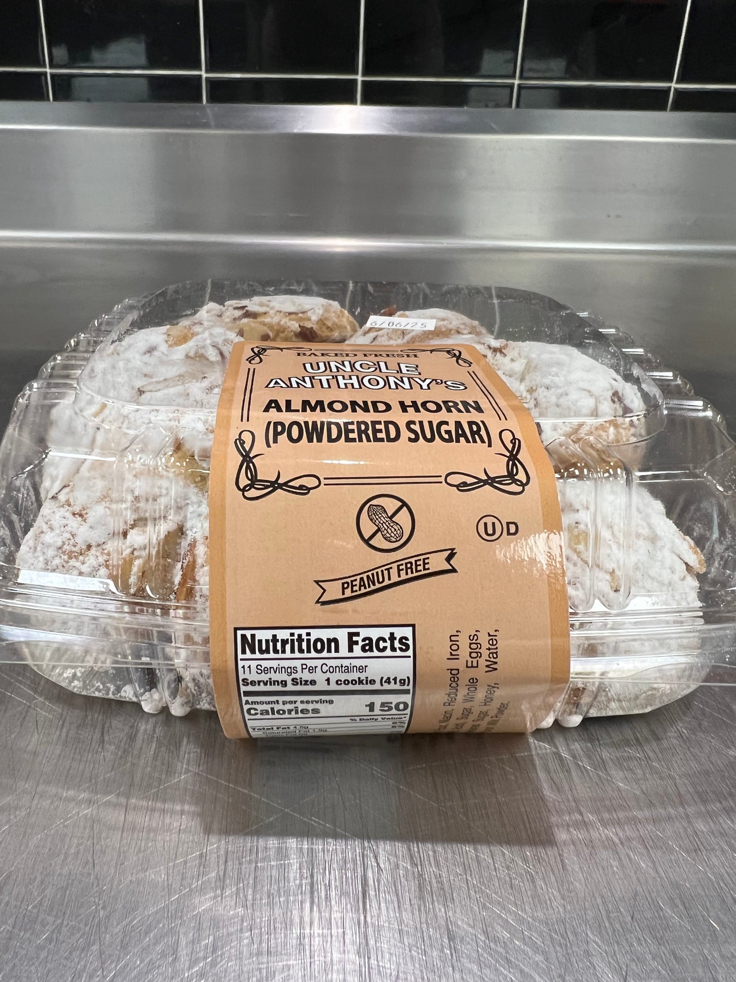 Uncle Anthony's Almond Horn Cookies (Powdered Sugar)