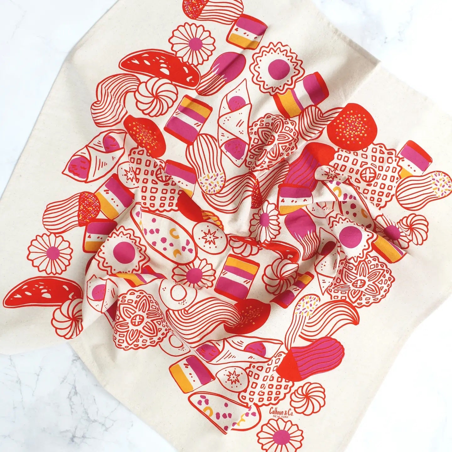 Italian Holiday Cookies Screen Printed Tea Towel