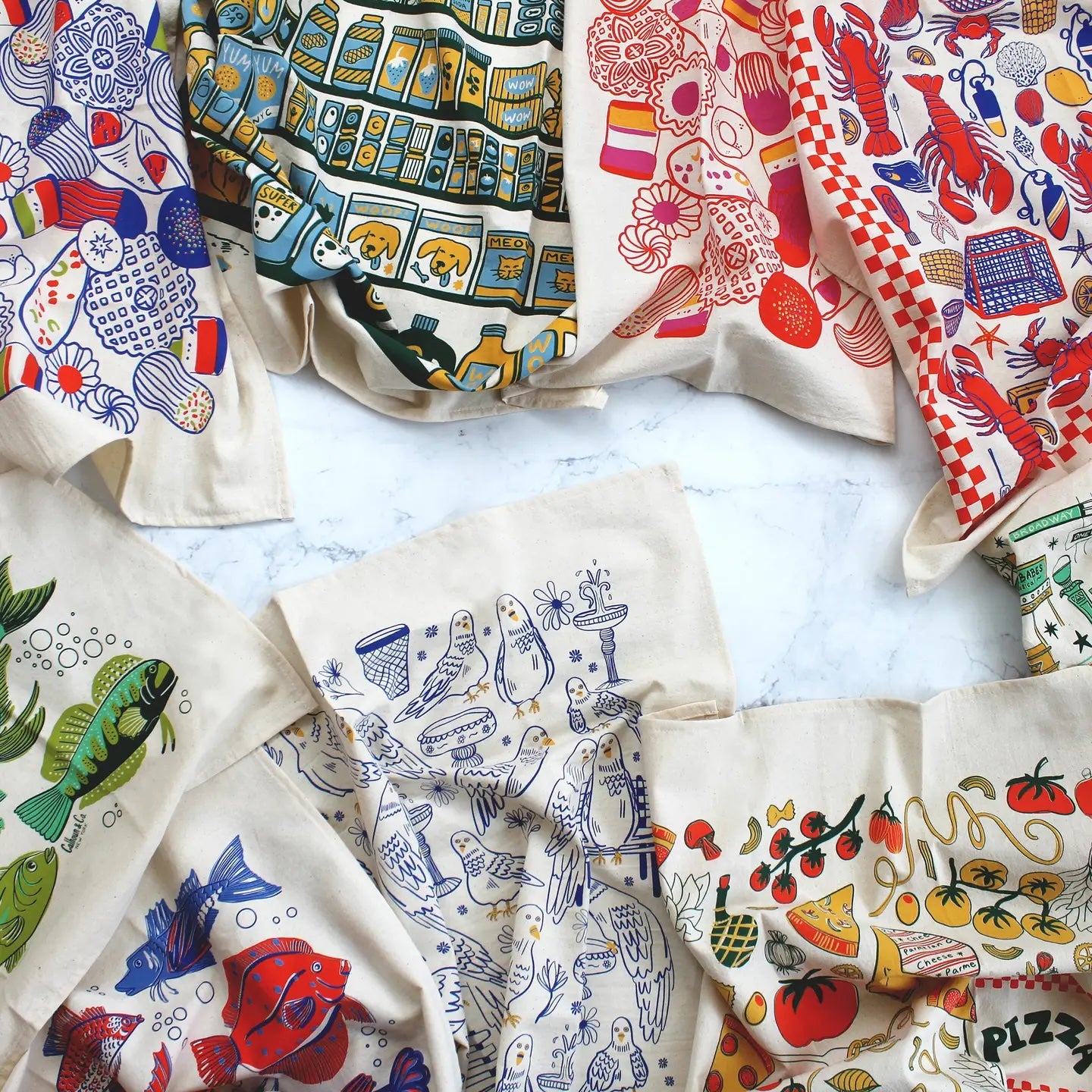 Italian Holiday Cookies Screen Printed Tea Towel