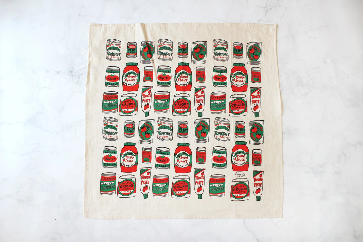 Canned Tomatoes Screen Printed Tea Towel