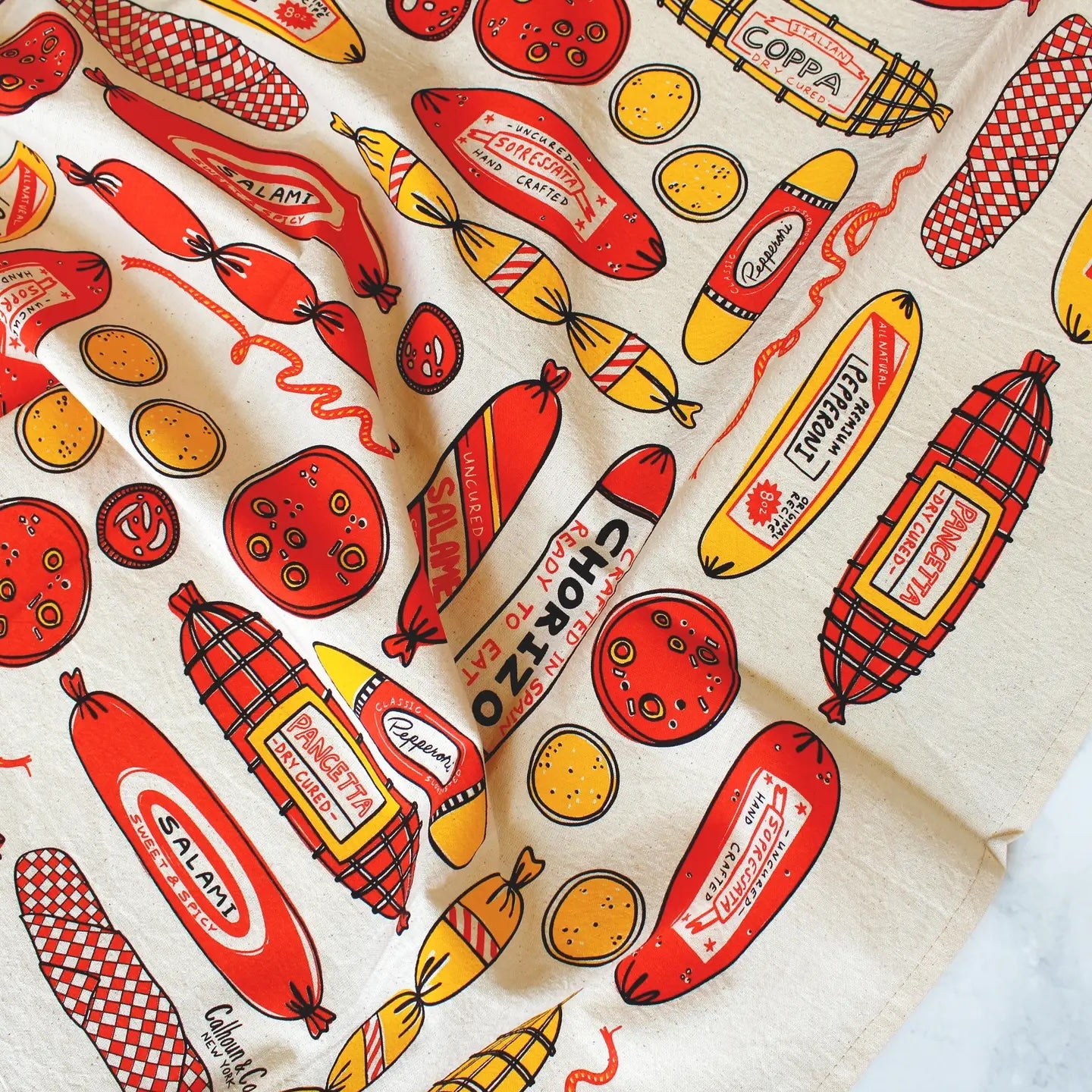Meat Shop Screen Printed Tea Towel