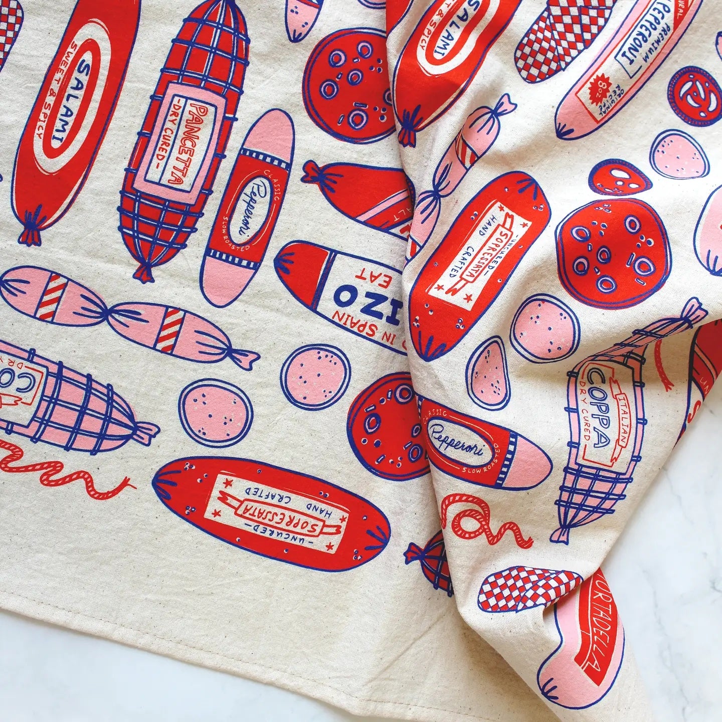 Meat Shop Screen Printed Tea Towel