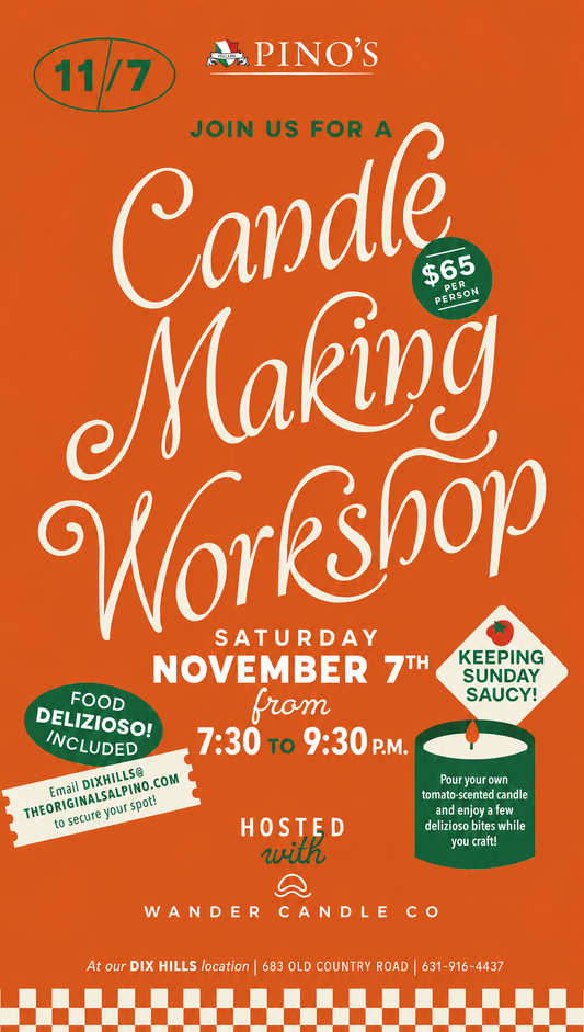 Candle Making Workshop & Dinner - Saturday November 7th 7:30pm-9:30pm