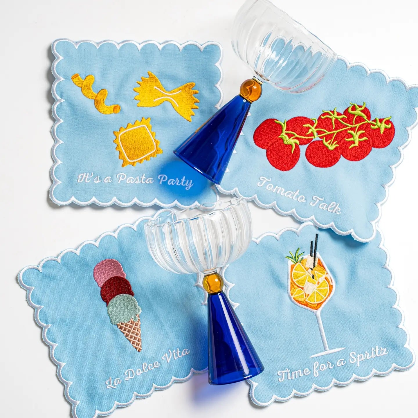 Embroidered Italian Cocktail Napkins (set of 4)