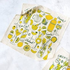 Cocktail Party Printed Tea Towel