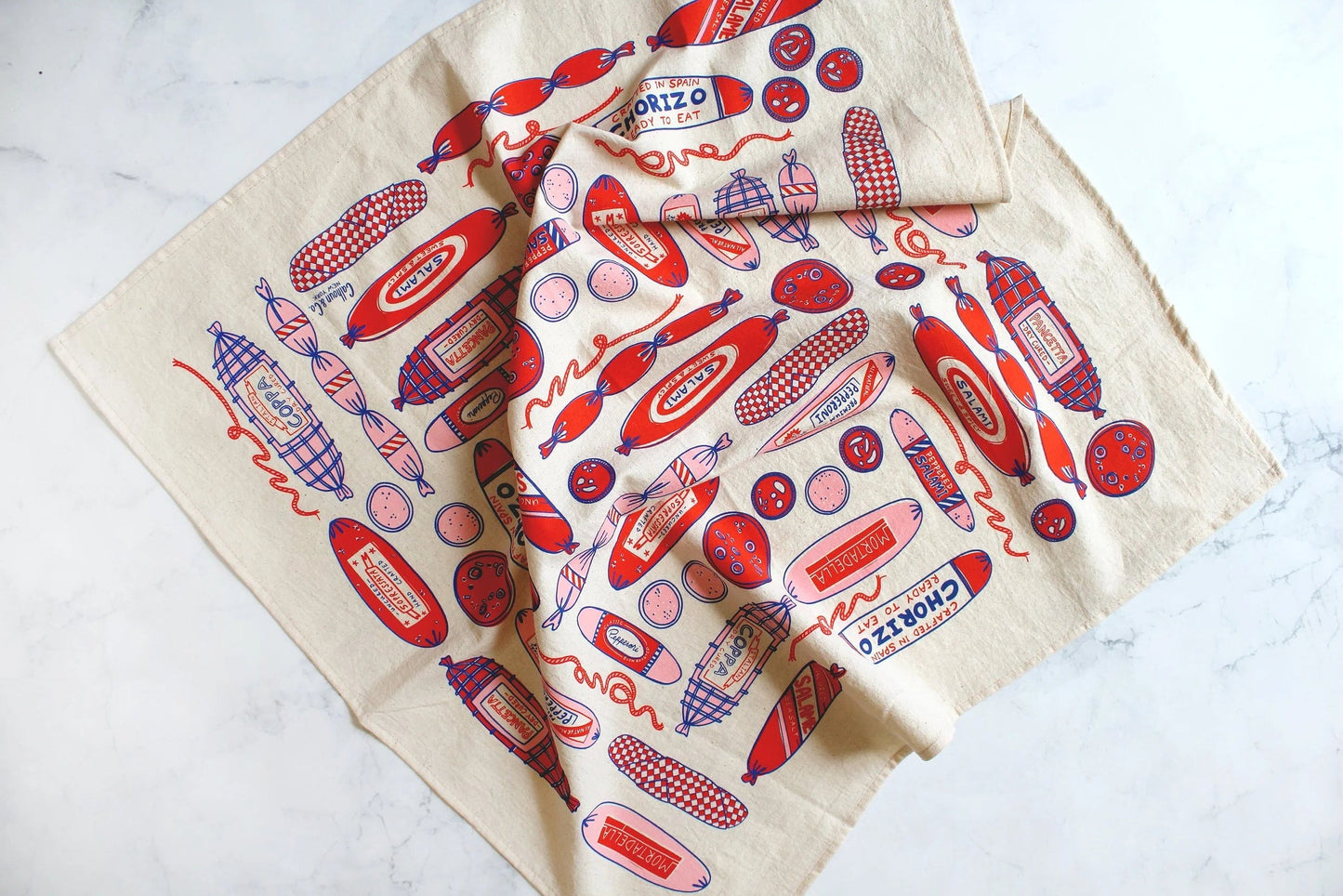 Meat Shop Screen Printed Tea Towel 