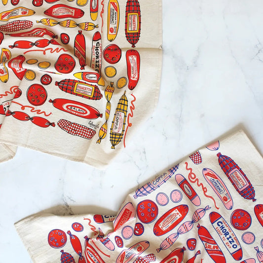 Meat Shop Screen Printed Tea Towel 